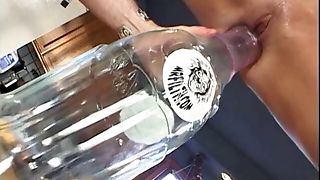 Booze Bottle Glides In Bi-otches Humid Honeypot Then Gets Fucked Threesome
