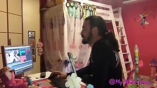 Italian Wifey Harasses Her Spouse While She Works